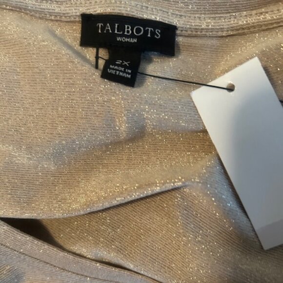 Talbots Camel Metallic long sleeve boat neck top, size 2X - Picture 4 of 5